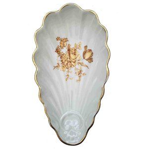 Limoges France Porcelain Trinket Dish White Gold